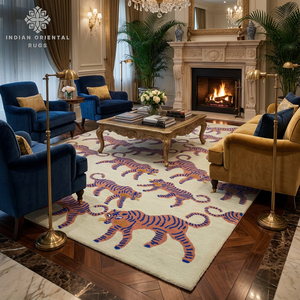 Hand Tufted Wool Area Rug – Classic Oriental Design