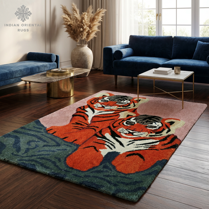 Hand Tufted Wool Area Rug — Classic Oriental Luxury Rug in Multiple Sizes