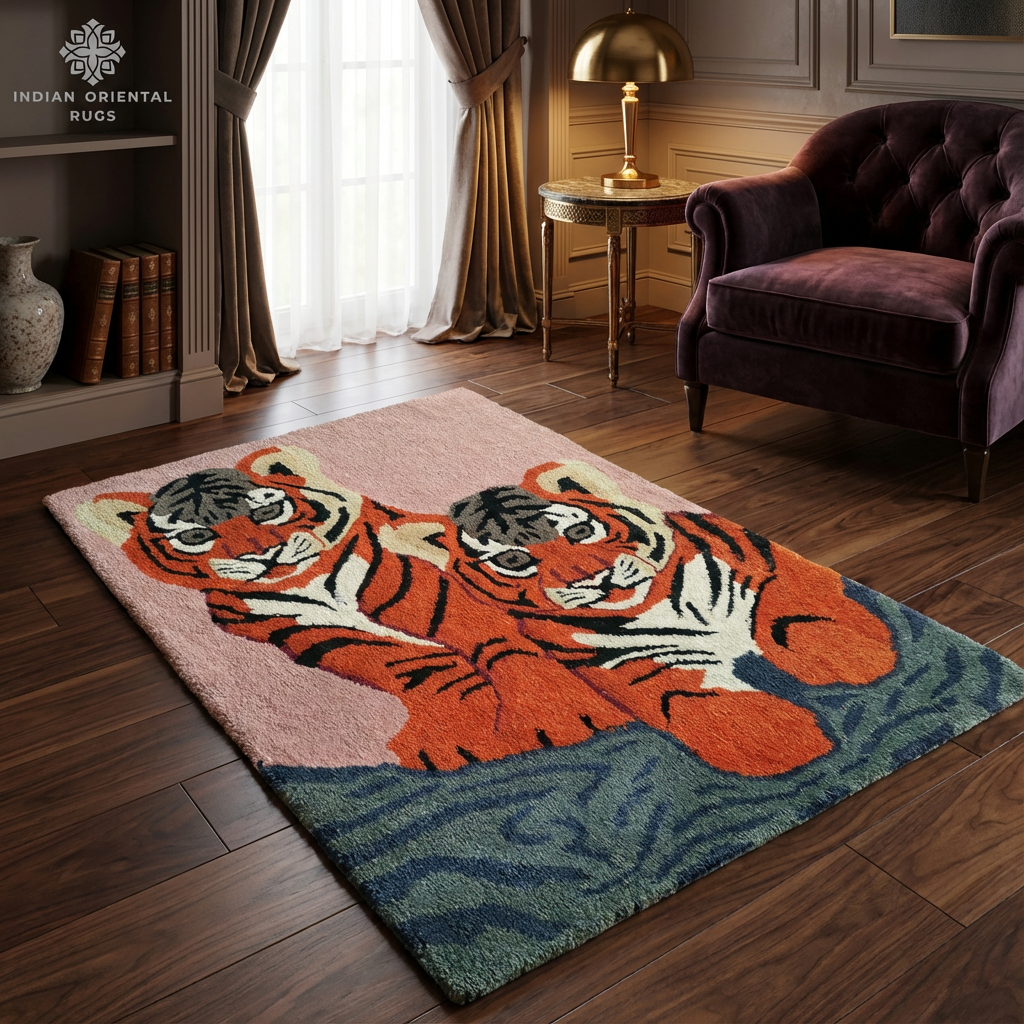 Hand Tufted Wool Area Rug — Classic Oriental Luxury Rug in Multiple Sizes