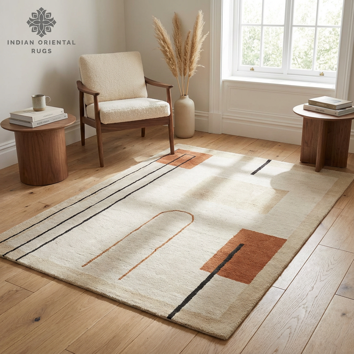 Hand Tufted Wool Area Rug — Classic Elegant Oriental Rug in Multiple Sizes