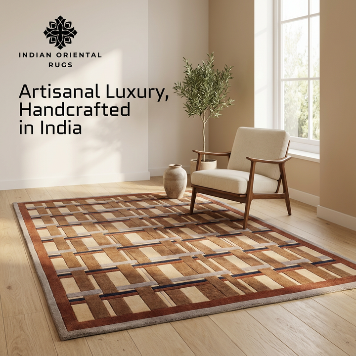 Elegant Hand-Tufted Oriental Rug – Soft Wool Blend with Classic Motifs