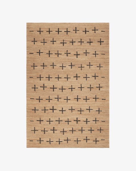 Hand Loom , Hand Tufted Jute Cross – Black Rug – indian oriental rugs